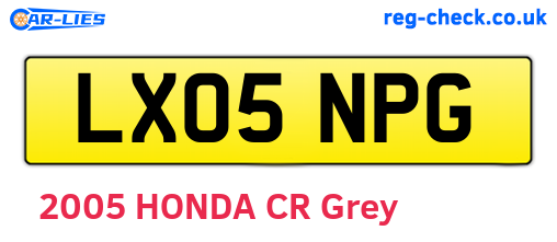 LX05NPG are the vehicle registration plates.