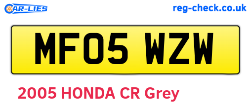 MF05WZW are the vehicle registration plates.