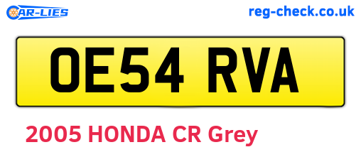 OE54RVA are the vehicle registration plates.