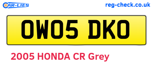 OW05DKO are the vehicle registration plates.