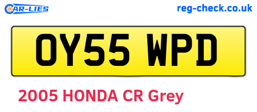 OY55WPD are the vehicle registration plates.