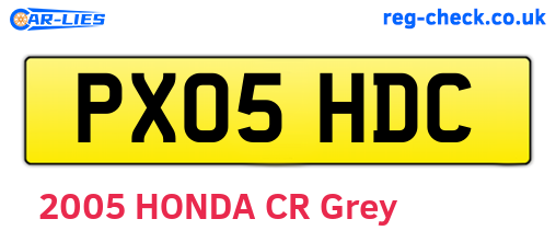 PX05HDC are the vehicle registration plates.