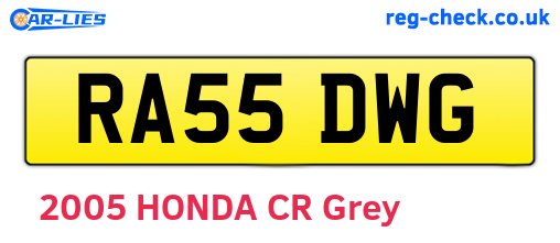 RA55DWG are the vehicle registration plates.