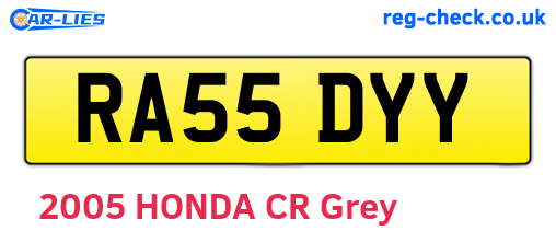 RA55DYY are the vehicle registration plates.