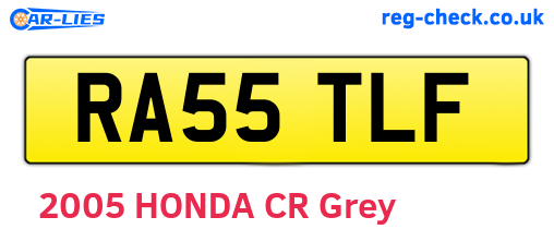 RA55TLF are the vehicle registration plates.