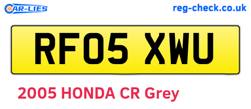 RF05XWU are the vehicle registration plates.