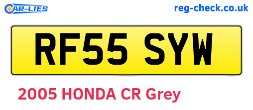 RF55SYW are the vehicle registration plates.