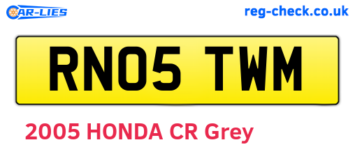 RN05TWM are the vehicle registration plates.