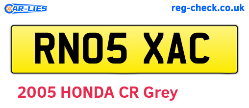 RN05XAC are the vehicle registration plates.