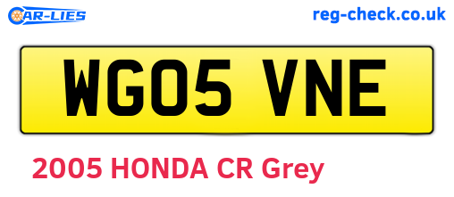 WG05VNE are the vehicle registration plates.