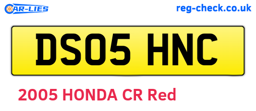 DS05HNC are the vehicle registration plates.
