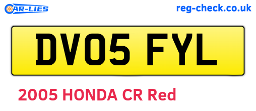 DV05FYL are the vehicle registration plates.