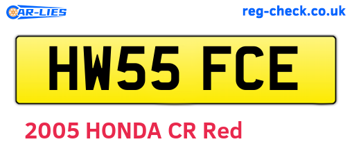 HW55FCE are the vehicle registration plates.