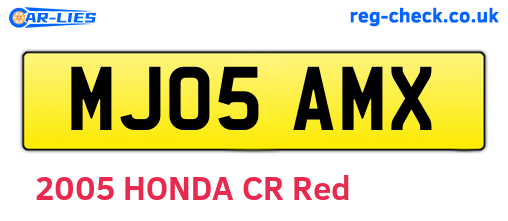 MJ05AMX are the vehicle registration plates.