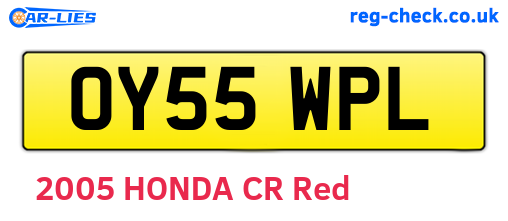 OY55WPL are the vehicle registration plates.