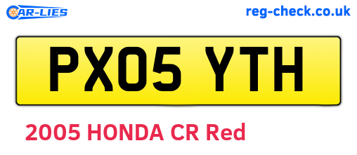 PX05YTH are the vehicle registration plates.