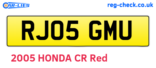 RJ05GMU are the vehicle registration plates.
