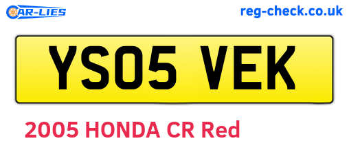 YS05VEK are the vehicle registration plates.