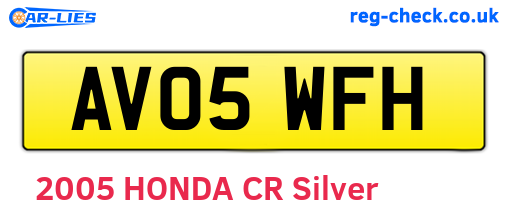 AV05WFH are the vehicle registration plates.