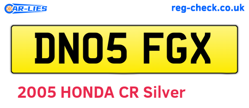 DN05FGX are the vehicle registration plates.