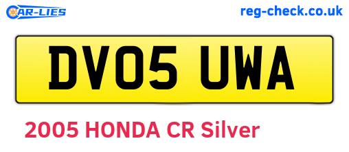 DV05UWA are the vehicle registration plates.