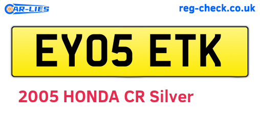EY05ETK are the vehicle registration plates.