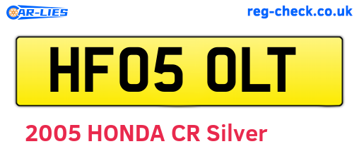 HF05OLT are the vehicle registration plates.