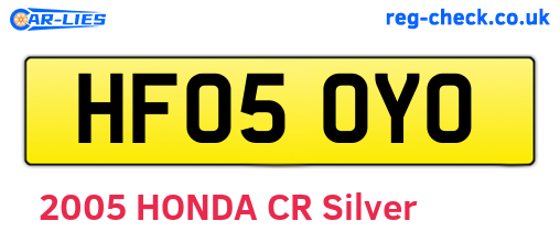 HF05OYO are the vehicle registration plates.