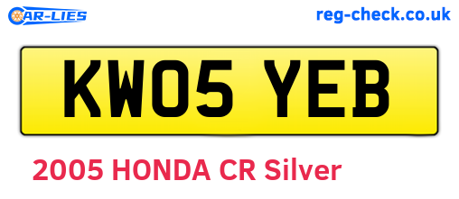 KW05YEB are the vehicle registration plates.