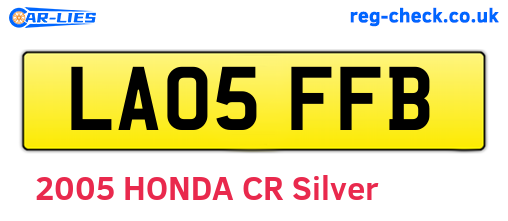 LA05FFB are the vehicle registration plates.