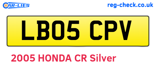 LB05CPV are the vehicle registration plates.