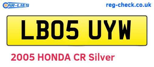 LB05UYW are the vehicle registration plates.