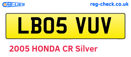 LB05VUV are the vehicle registration plates.