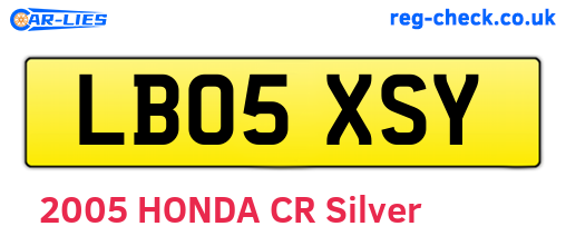 LB05XSY are the vehicle registration plates.