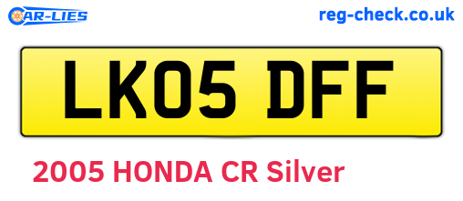 LK05DFF are the vehicle registration plates.