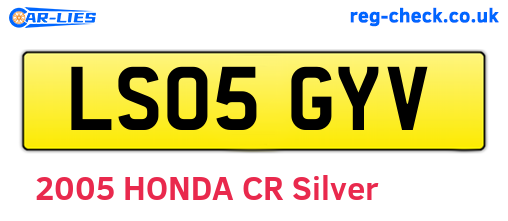 LS05GYV are the vehicle registration plates.