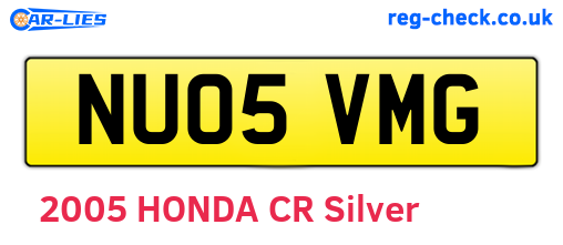 NU05VMG are the vehicle registration plates.