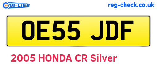 OE55JDF are the vehicle registration plates.