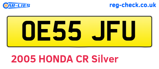 OE55JFU are the vehicle registration plates.