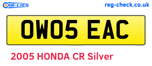OW05EAC are the vehicle registration plates.
