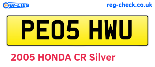 PE05HWU are the vehicle registration plates.