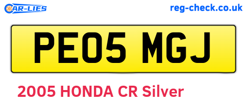 PE05MGJ are the vehicle registration plates.