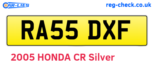 RA55DXF are the vehicle registration plates.