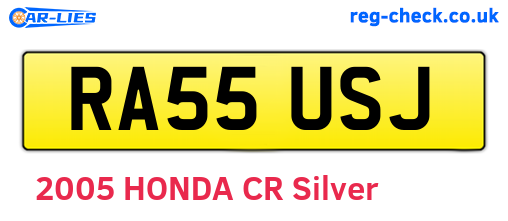 RA55USJ are the vehicle registration plates.