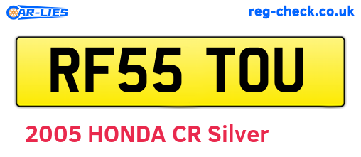 RF55TOU are the vehicle registration plates.
