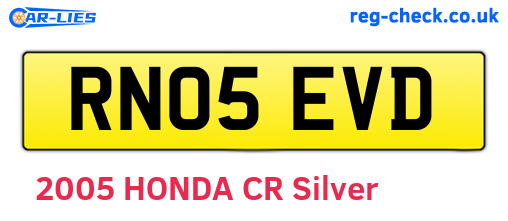 RN05EVD are the vehicle registration plates.