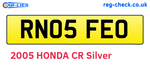 RN05FEO are the vehicle registration plates.