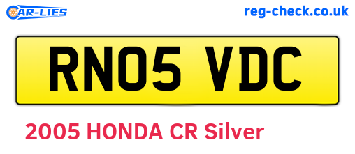 RN05VDC are the vehicle registration plates.