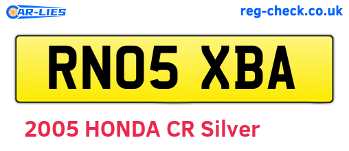 RN05XBA are the vehicle registration plates.