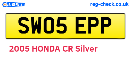 SW05EPP are the vehicle registration plates.